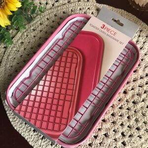 3-Piece Pink Toaster Oven Bakeware Set